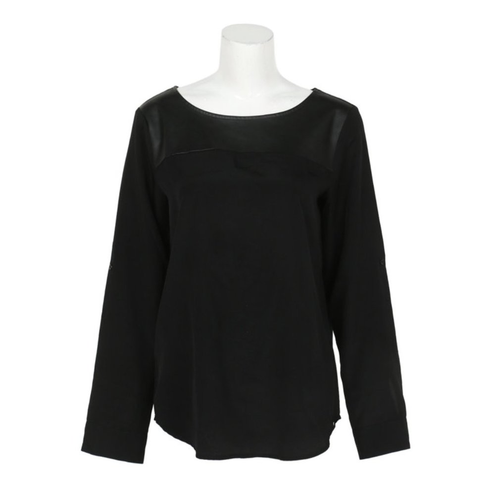 Ann Taylor Pu-Leather Structured blouse